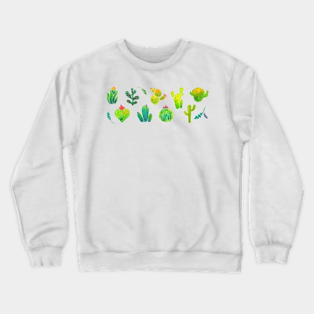 Watercolor Cacti (Cactus Pattern) Crewneck Sweatshirt by magsterarts
